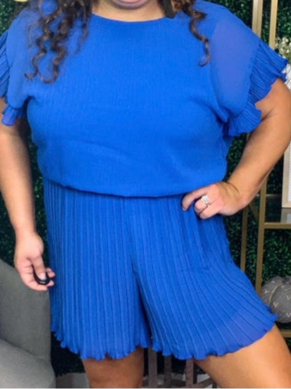 NWT L Love Royal Blue Pleated Romper Size 1XL (14/16)